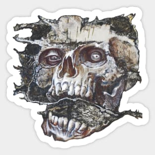 Eternal Enigma: Intriguing Living Dead Skull Artwork Sticker